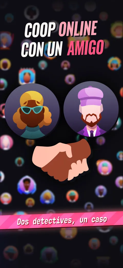 La pantalla del modo cooperativo para resolver un caso con un amigo en tiempo real.